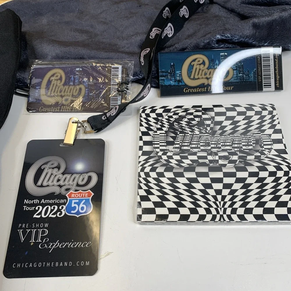 Chicago Hard Habit To Break US Tour Swag VIP Blanket Poster Lanyard Pick Luggage